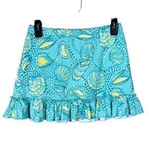 Lilly Pulitzer Girls Skort Skirt Large Ruffle Beachy Shells NWOT Blue Coastal